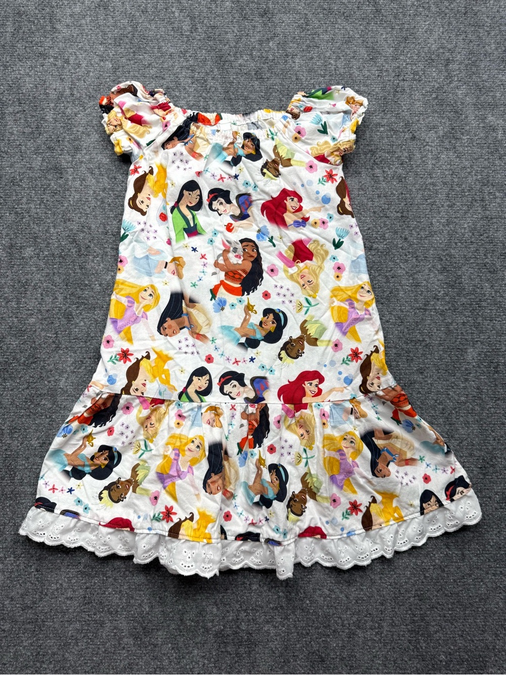 Handmade Toddler Girls Size 4 White Disney Princess Print Dress